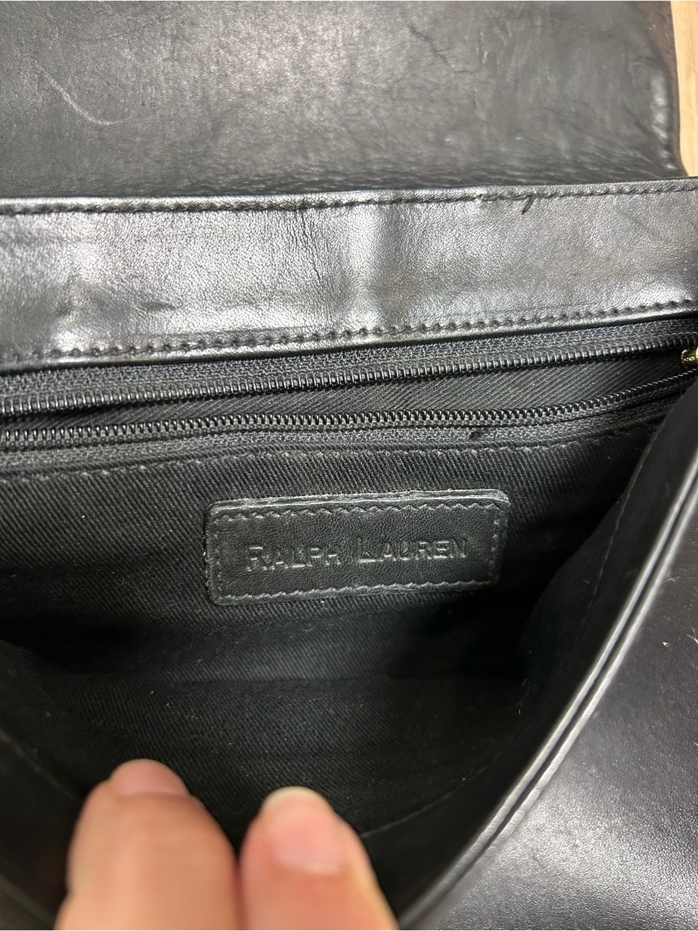 Ralph Lauren vintage black leather shoulder bag old money preppy RL67 crest - Picture 6 of 11